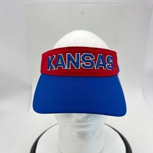Kansas Jayhawks Adidas Aeroready‎ Coach Sideline Blue Red OSFM Visor Hat Cap NEW